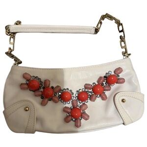Elegant White and Pink Embellished Women's Bag